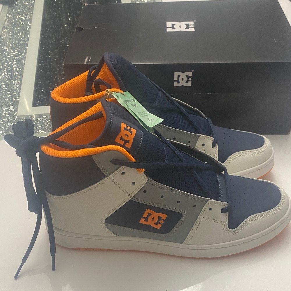 DC Men's Blue and Orange High-Top Sneakers